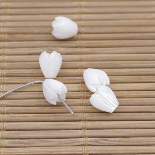 5PCS 7mmx8mm Flower Shell Natural White Mother of Pearl Full hole Charms Pendant
