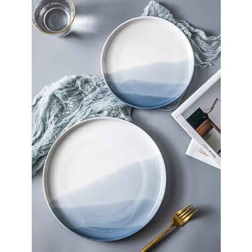 Best-selling European Creative Ceramic Dinner Plate Household Round Steak Plate Dessert Plate Simple Western Food Plate
