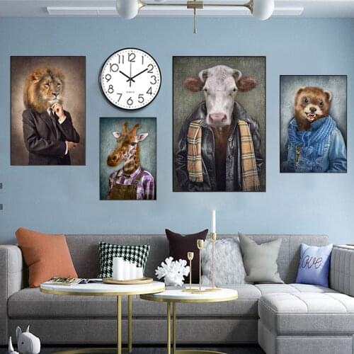 Nordic Home Decor Animals In Suit Canvas Painting Posters And Prints Funny Animal Wall Art Picture For Living Room Decoration