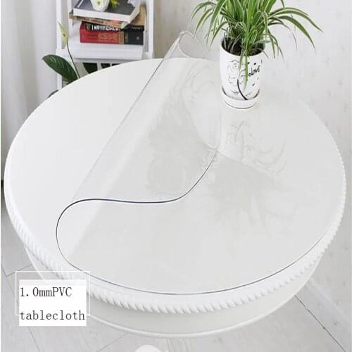 1.0mmPVC Soft Glass Tablecloth Household Waterproof and Oil-proof Anti-scald Round Transparent Table Mat Round Table Pad