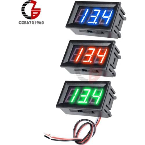 2 3 Wires 0.56" LED Digital Voltmeter Voltage Meter Car Motorcycle Volt Tester Detector DC 12V Capacity Monitor Red Green Blue