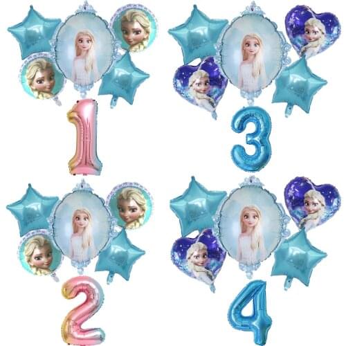 Elsa Disney Frozen Princess Helium Balloons 32inch Number Baby Shower Girl Foil Globos Birthday Party Decorations Kids Toys