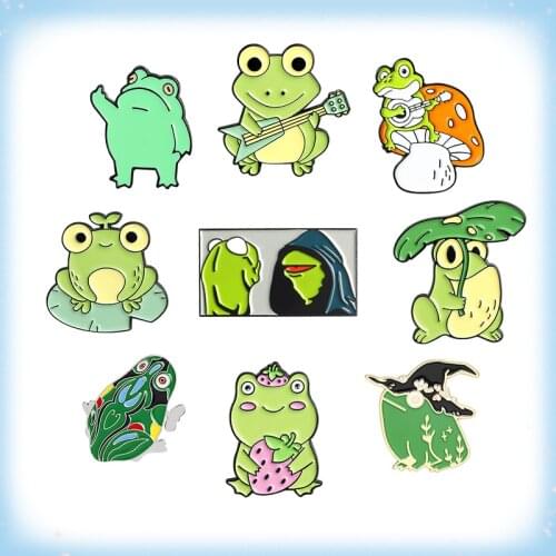 Cartoon Green Animal Brooches Cute Frog Enamel Pins Women Backpacks Clothes Lapel Pin Funny Badge Jewelry Gifts 2021 Wholesale