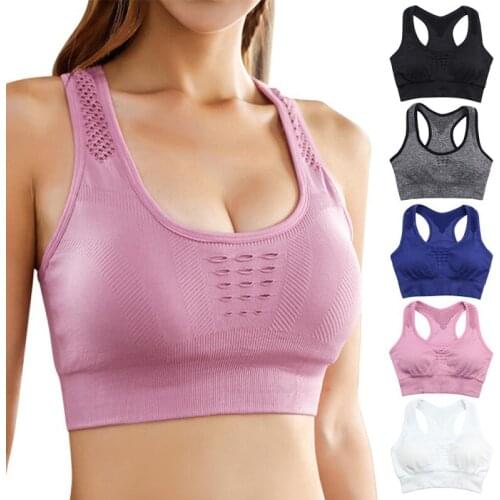Women\s sports bra Hollow Out Back Beauty Shockproof Yoga Fitness Wire Free Push-up Comfort Bra