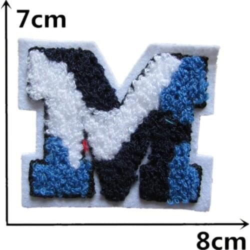 1pcs new Letters M badge Sew-on embroidered towel fabric patches stripesFor Clothes pants hat DIY Accessories Sew On Applique