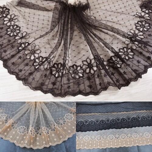 2Meters Wide 25cm Net Yarn Embroidery DIY Ladies Skirt Dress Cheongsam Shirt Pajamas Nightgown Sewing Materials Trim New