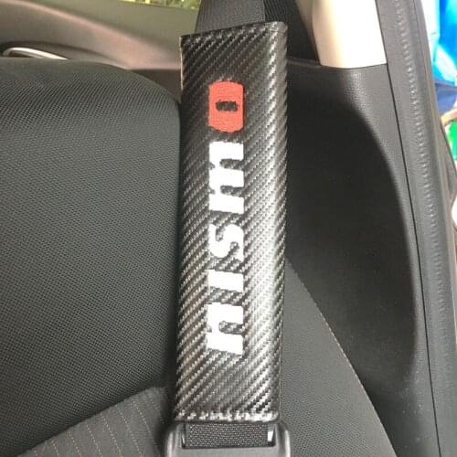 2PCS/set New 3D car seat belt carbon fiber shoulder NISMO Logo for Nissan TEANA X-TRAIL NV300 GT-R SYLPHY