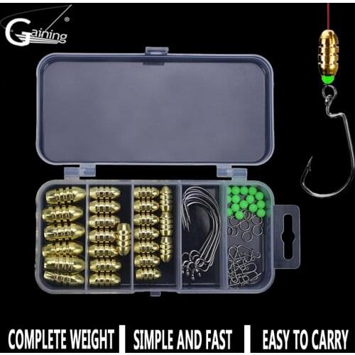69pcs Fishing Accessories Kit Including Jig Hooks Fishing Sinker Weights Fishing Swivels Snaps with Storage Box Tackle Equipment