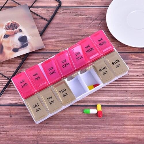 7 Days Weekly 14 Grids Pill Case Medicine Tablet Dispenser Organizer Box Splitters Pills Storage Container
