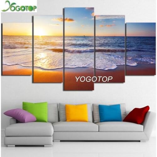 Diy Diamond Painting cross-stitch 5 Pieces Sea Beach Sunset Landscape 5D Full Drill Mosaic Diamant Embroidery Home Decor ML1263