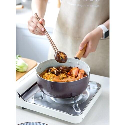 Japanese style snow pan non stick noodle rice soup milk small porridge steamer pot long handle stew pan saucepan frying pan