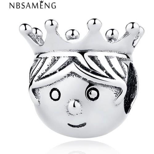 Authentic 925 Sterling Silver Beads Precious Prince Bead Charms Fit Original Bracelets & Bangles DIY Jewelry Making