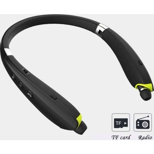 Wireless Sports Bluetooth Headset Earbud Hanging Neck Hanging Running Earphone Mp3 Player Foldable Telescopic Earphone TF Card