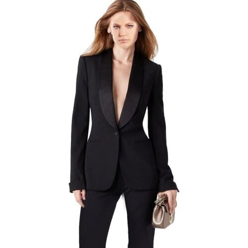 Black Shawl Women Blazer Suits Jacket Ladies Pantsuit Costumes Womens Suits Blazer with Pants for Party Groom Custom Made