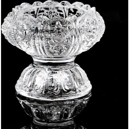 Lotus Flower Glass Candle Tea Light Holder Candlestick Wedding Centerpieces for Table Home Decoration Craft Ashtray Candle Stand