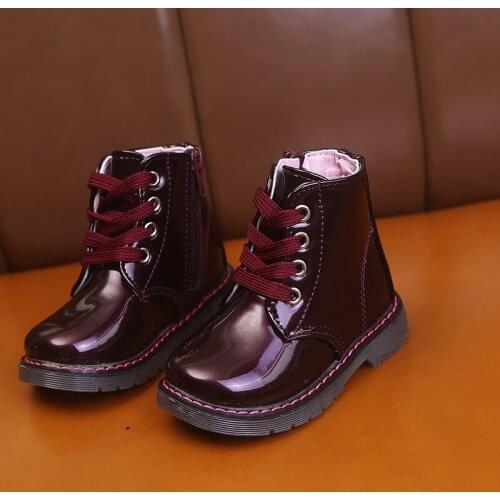 ChildrenS Patent Leather Shoes Sneaker Ankle Lace-Up Boots For Girls Autumn Baby Martin Boots Toddler For Boys Kids Winte Shoe
