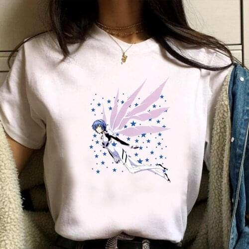 Women T-shirts Anime Rei Ayanami Tees Manga Graphic Print Summer Tshirts Kawaii Ulzzang Harajuku Streetwear Female