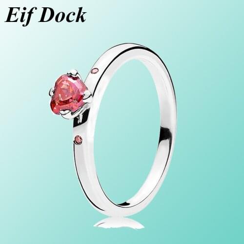 Eif Dock New Trendy Sparkling Red Heart Ring For Women Engagement Wedding Ring Anniversary Jewelry Valentines Day Gift
