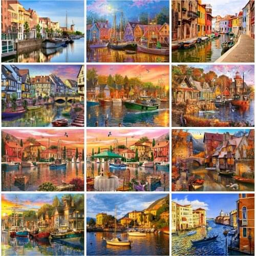 EverShine Diamond Painting Kits Ship Diamond Mosaic Seaside Landscape Cross Stitch Bead Embroidery Rhinestones Art Home Decor