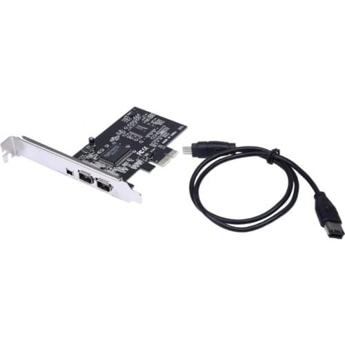 Firewire Card,PCIe Firewire 800 Adapter card Windows 10 with Low Profile Bracket and Cable,3 Ports (2x6 Pin 1x4 Pin) IEEE 1394