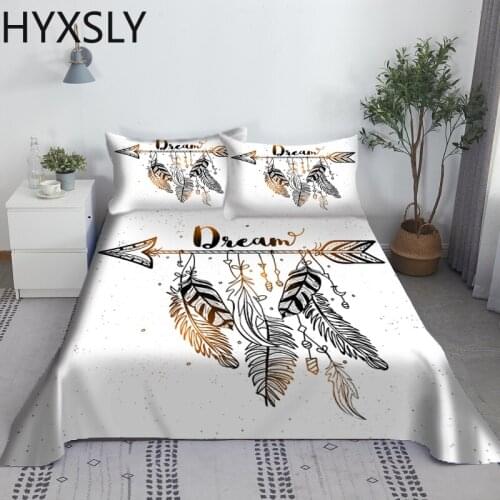 Dreamcatcher White Black Bed Sheet Set 3D Polyester Bed Flat Sheets With Pillowcase 2/3pcs Bedding Gifts for Baby Children Adult