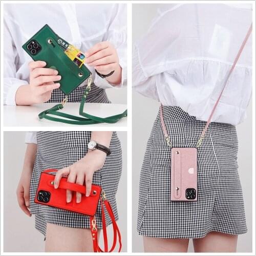 For Samsung Galaxy S20 Ultra S10 S9 Note 10 Plus 8 9 A90 5G Leather Phone Cover Wallet Card Strap Crossbody Wristband case