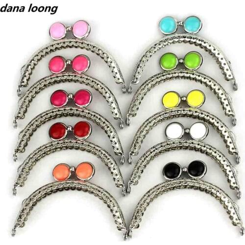 1 Piece 8.5 CM Semicircle Silver Tone Lace Flat Bead Metal Purse Frame Kiss Clasp Bag Accessories