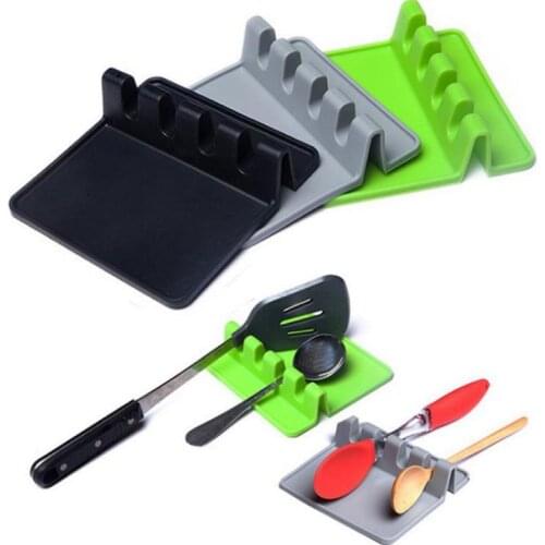 Kitchen Spoon Holder Silicone Spoon Rest Silicone Pot Spoon Holder Heat Spatula Resistant Clip Kitchen non-slip shelf SN3553