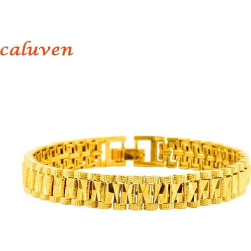 Trendy New Bracelet Men Jewelry 0.9cm 19CM Gold Color Mens Bracelets Bangles Wholesale African Jewelry