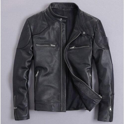 Men 2021 Autumn New Real Cowhide Jackets Male Large Size Genuine Cow Leather Coats Men Motorcycle Slim Short Overcoats W608