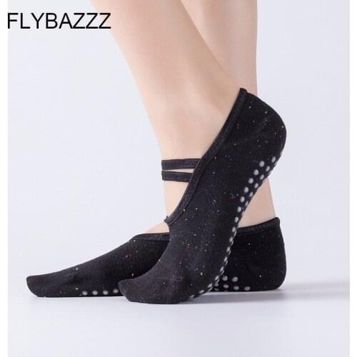 New Hot Sale Round Bandage Yoga Socks Ladies Ballet Dancing Socks Anti-slip Sports Cotton Socks With Ribbons Gym Fitness Socks