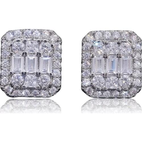 New Fashion Square Shape Women Stud Earrings All-match Shiny Crystal Zircon Female Trendy Earring Jewelery