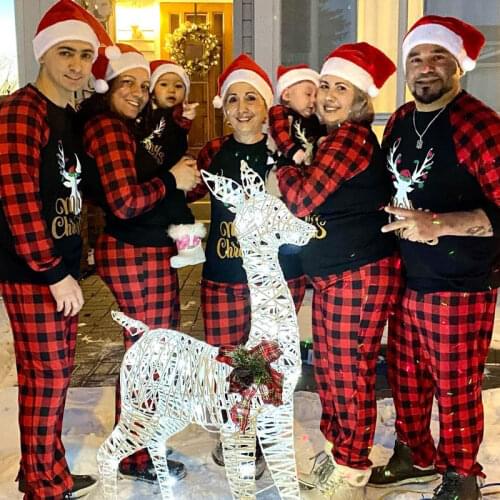 Menoea Family Matching Outfits Cartoon Christmas Printed Homewear Mom and Daughter Matching Clothes Pajamas Parent-child Wear