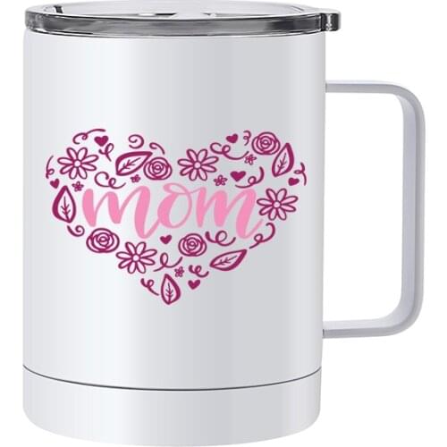 Wholesale Personalized 12oz White Sublimation Beer Cup With Handle Stainless Steel Double Vacuum Coffee Cup Eco-Friendly Tumble