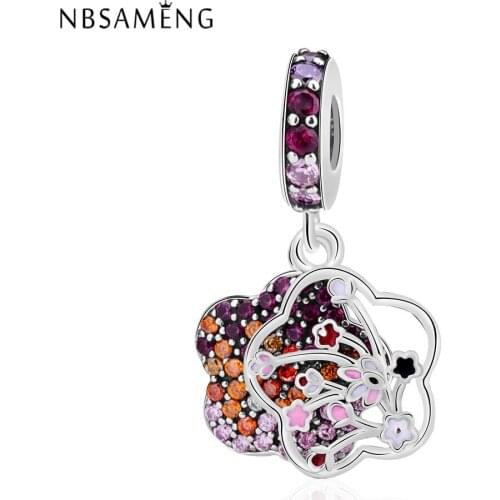 Fit Bracelet 925 Sterling Silver Bead Charms Flower Pendant Charm Beads For Jewelry Making