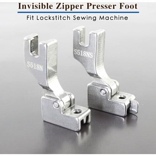 S518 S518N S518S S518NS Invisible Zipper Presser Foot For Industrial Lockstitch Sewing Machine JUKI BROTHER Sewing Accessories