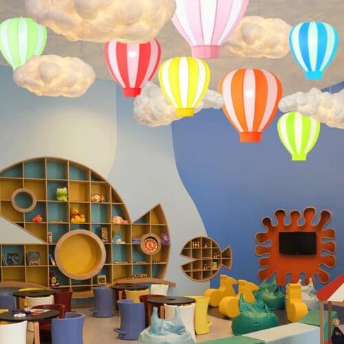 Modern LED Cloth Balloon Chandelier Creative Colorus Lamp Children Room Maternal Child Clothing Store Art Decorate Hanging Light