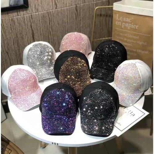 Rhinestones Sequins Baseball Cap For Women Summer Cotton Hat Girls Snapback Hip Hop hat