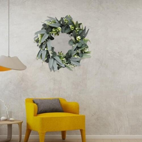 Christmas Wreath Artificial Green Eucalyptus Leaves Holiday Festival Door Hanging Garland Party Decoration for Door Wall Window