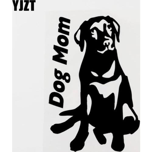 YJZT 11CM×16.4CM Funny Animal Dog Mom Vinyl Car Sticker Decal Black/Silver Car-styling 8C-0430