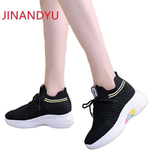 Mesh Heels Platform Women Shoes Casual Sneakers Breathable Fashion Wedges Shoes for Women Platforms Black White Sneakers Women