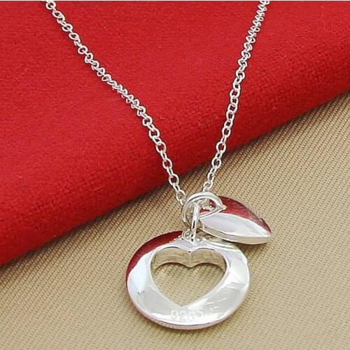 High Quality Romantic Jewelry 925 Silver Necklace Love to Heart Pendant Necklaces For Women Girl Birthday Gift