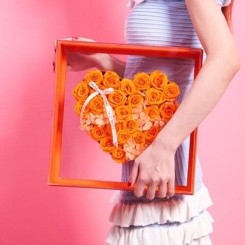 1PCS Valentines Day Gift Box Internet Hot Acrylic Panoramic Love Box 99 Large Flower Box Chinese Valentines Day Rose Gift Box