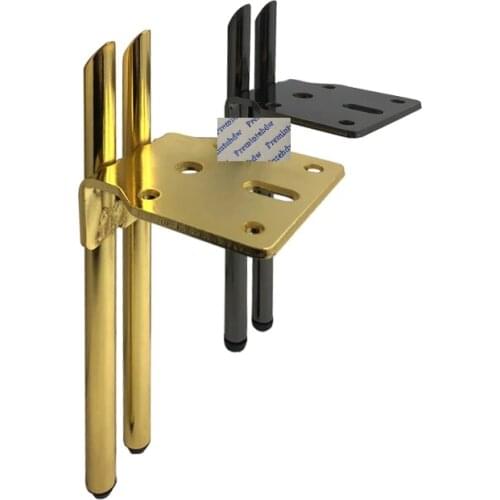 2Pcs 15CM 18CM Titanium Gold Gun Black Furniture Cabinet Cupboard Couch Bed Sofa Feet Leg Dual Rod Post Support Bracket
