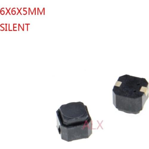 20PCS 6X6x5mm 2PIN silent smd TACT push button switch Micro key power tactile switches 6x6x5 6*6*5MM Light touch mute
