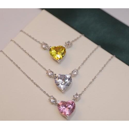 2021 Hot Brand Pure 925 Sterling Silver Jewelry Happy Heart Design Wedding Big Yellow Diamond Heart Pendant Luxury Brand Top