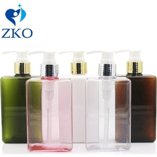 5pcsFree Shipping 300ml Square PETG Golden/Silver Aluminum Shell Emulsion Agent Shampoo Lotion Pump Refillable Disperse Bottling