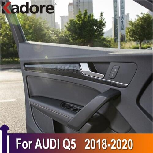 Interior Accessories For Audi Q5 2018 2019 2020 Carbon Fiber Side Inner Door Molding Decorative Strip Cover Trim Car Sticker
