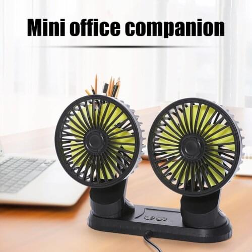 Car Fan USB Powered Dual Head 5-Blade Dash Fan 360° All-Round Adjustable Car Auto Cooler for 12V 24V Auto Truck SUV