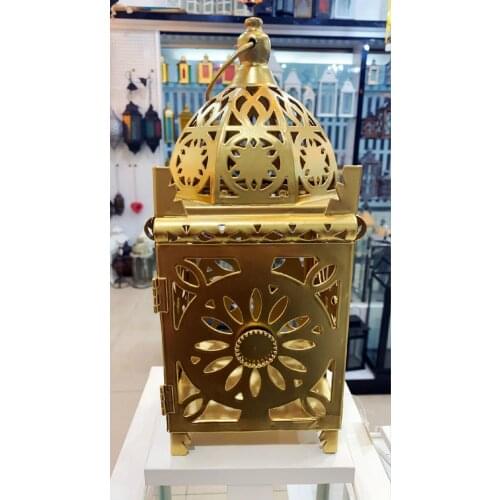 Middle East golden lantern home decoration Buddhism supplies candlestick lantern candle holder